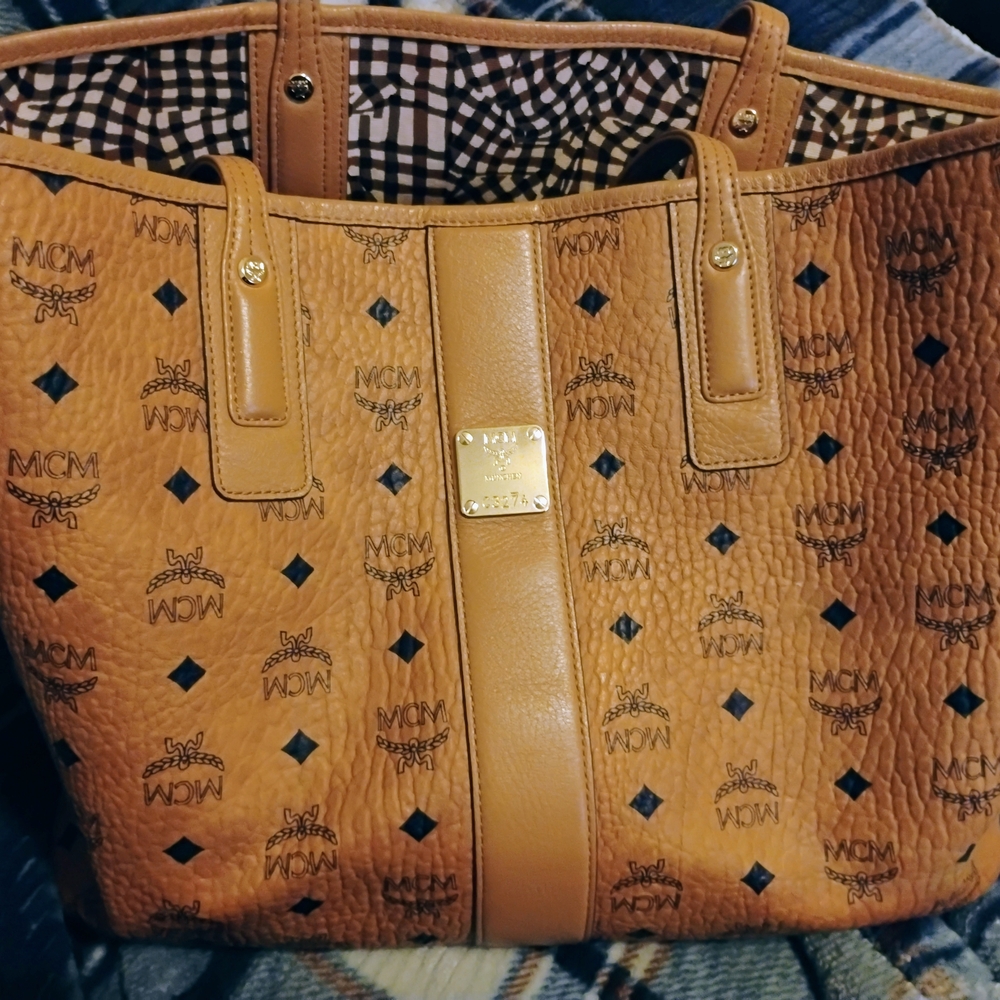 MCM Tan Leather Tote Bag